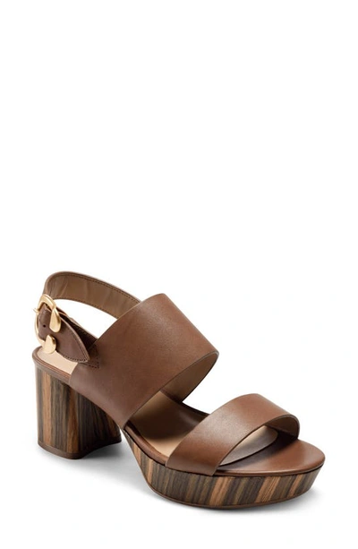 Shop Aerosoles Camera Platform Sandal In Tan Leather