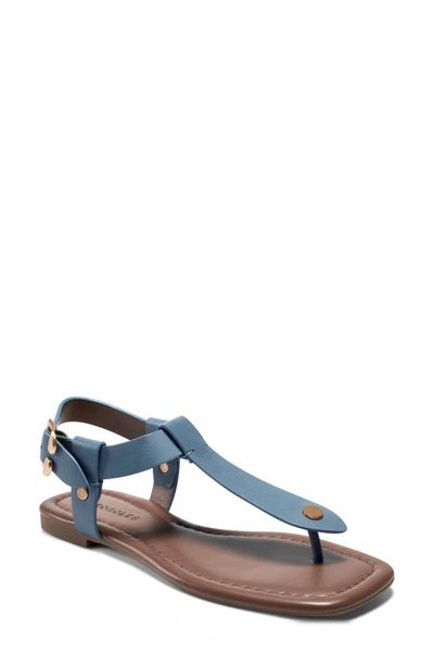 Shop Aerosoles Carmina T-strap Sandal In Mid Blue Leather