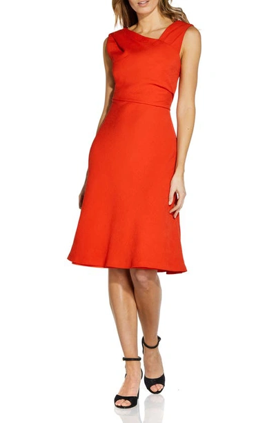 Shop Adrianna Papell Sleeveless Pleated Crepe Dress In Red