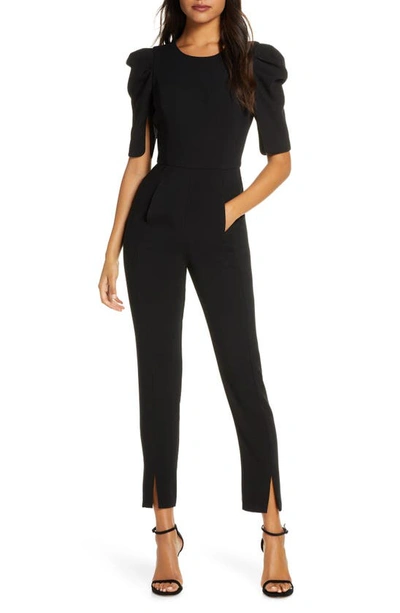 Shop Black Halo Russo Puff Shoulder Jumpsuit In Black