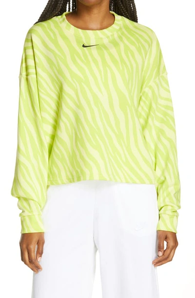 Shop Nike Sportswear Icon Clash Wild Print Crop Sweatshirt In Light Yellow/ Black