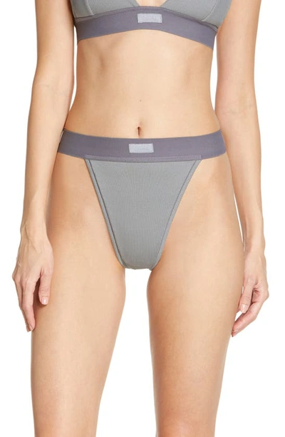 Shop Skims Cotton Rib Thong In Pacific