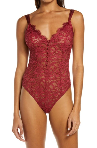 Shop Free People Intimately Fp Bedroom Date Lace Bodysuit In Red