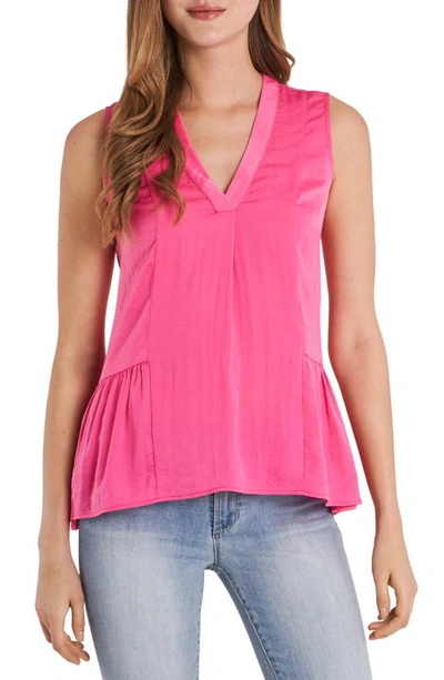 Shop Vince Camuto Sleeveless Rumple Ruffle Blouse In Bright Hibiscus