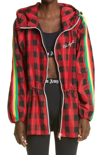 Shop Palm Angels Buffalo Check Windbreaker In Red White