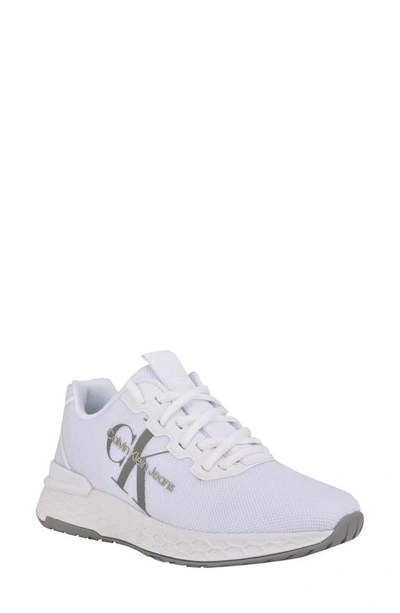 Shop Calvin Klein Abel Sneaker In White Fabric