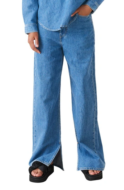 Shop Ganni X Levi's® High Waist Wide Leg Jeans In Medium Indigo