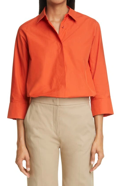 Shop Max Mara Aleggio Cotton Tunic Shirt In Orange
