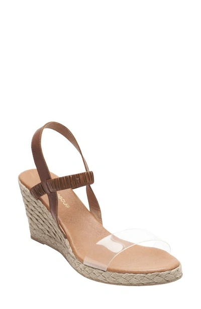 Shop Andre Assous Alberta Espadrille Sandal In Cuero/ Clear Nappa Leather
