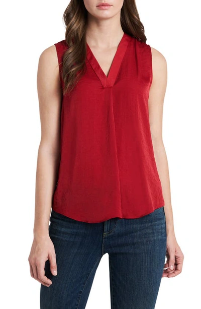 Shop Vince Camuto Rumpled Satin Blouse In Deep Red