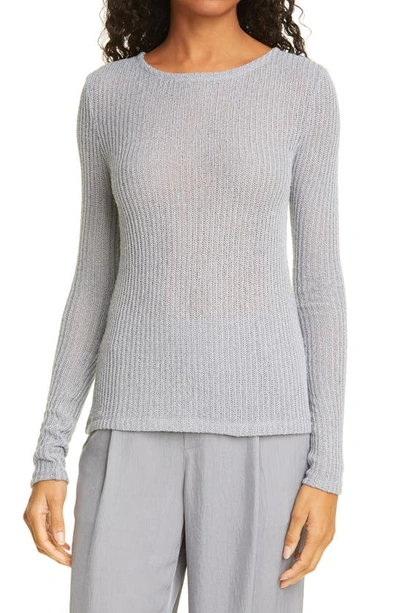 Shop Vince Textured Long Sleeve Sweater In Steel Blue