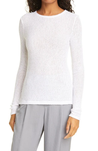 Shop Vince Textured Long Sleeve Sweater In Optic White