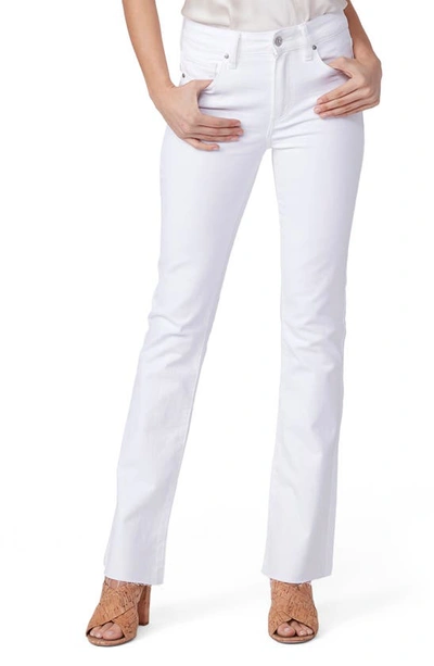 Shop Paige Laurel Canyon High Waist Raw Hem Bootcut Jeans In Crisp White