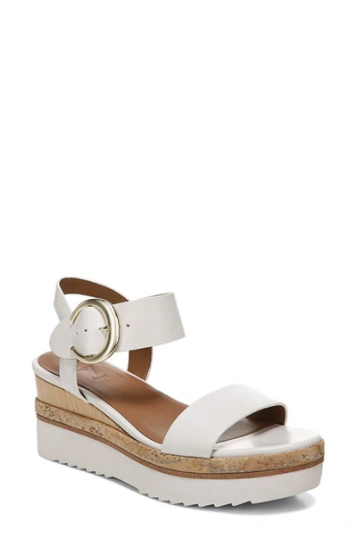 Shop 27 Edit Phyllis Wedge Sandal In Satin Pearl Leather