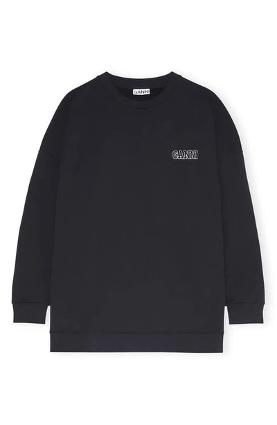 Shop Ganni Software Isoli Organic Cotton Blend Sweatshirt In Black