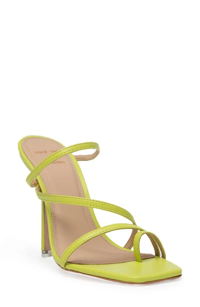 Black Suede Studio Cindy Strappy Stiletto Slide Sandals In Lemongrass Leather