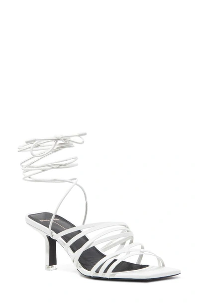 Shop Black Suede Studio Franca Strappy Sandal In White Leather
