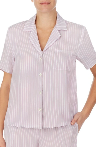 Shop Shady Lady Short Sleeve Satin Pajama Top In Iris Stripe