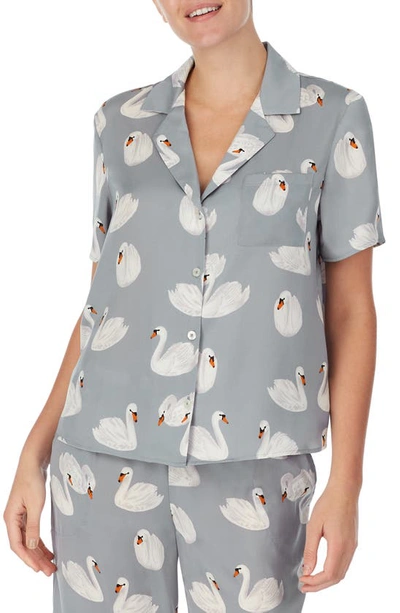 Shop Shady Lady Short Sleeve Satin Pajama Top In Swan