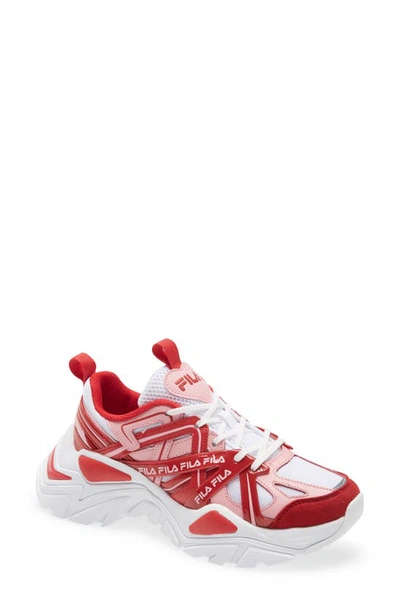 Shop Fila Electrove Chunky Sneaker In White / Almond/  Red