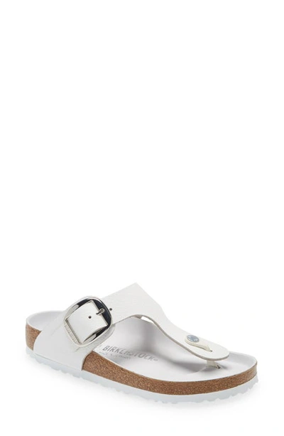 Shop Birkenstock Gizeh Big Buckle Slide Sandal In White Leather