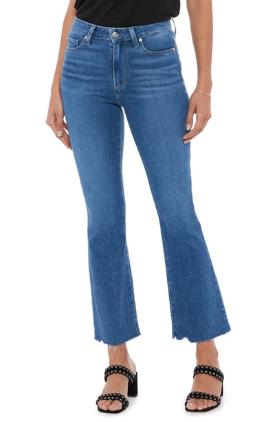 Shop Paige Claudine Raw Hem Ankle Flare Leg Jeans In Bay/ Tuned Hem