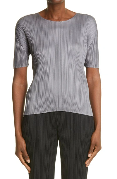 Shop Issey Miyake Pleats Please  Pleated Top In Grey