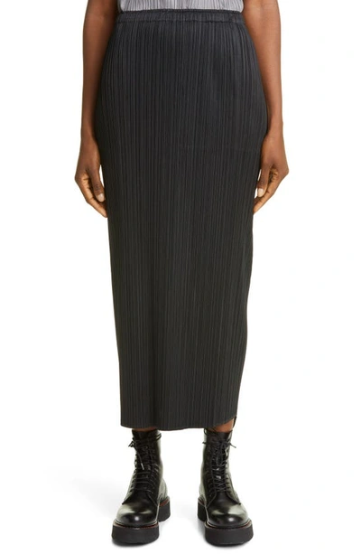Shop Issey Miyake Basics Pleated Midi Skirt In Black