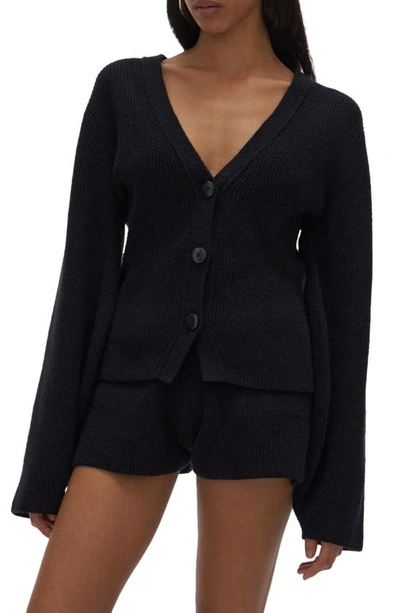 Shop Helmut Lang Cozy Rib Cardigan In Black