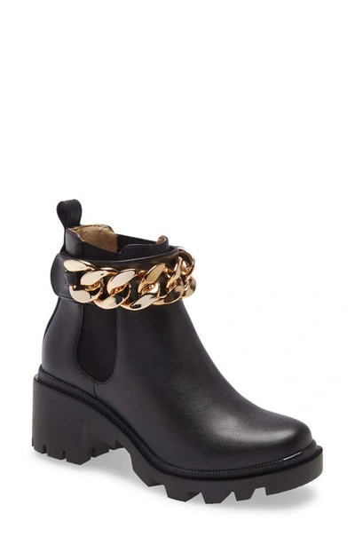 Shop Steve Madden Amulet Chain Bootie In Black Leather