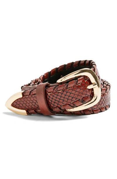 Shop Topshop Faux Leather Belt In Brown