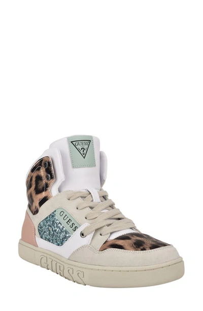 Shop Guess Justis High Top Sneaker In Cheetah / Multi