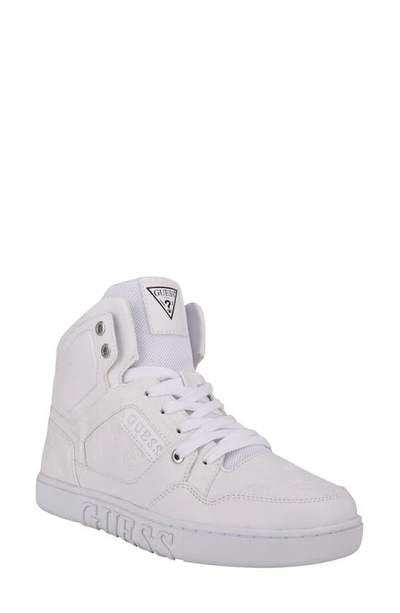 Shop Guess Justis High Top Sneaker In White / White