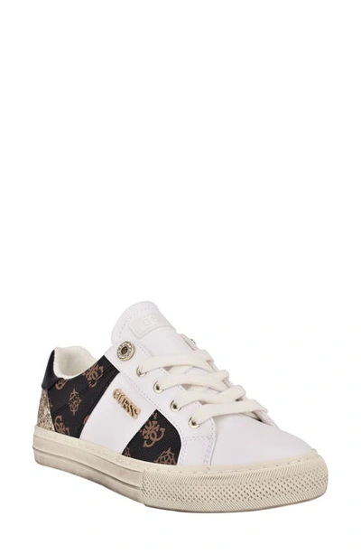 Shop Guess Loven Low Top Sneaker In Brown / White