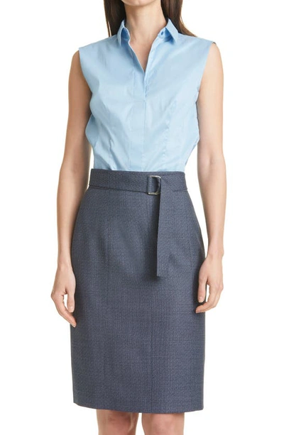 Shop Hugo Boss Bashiva Stretch Poplin Blouse In Dusk Blue