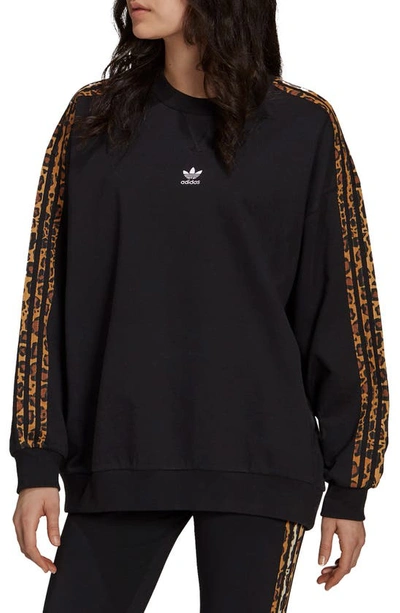 Adidas Originals Adidas Women's Originals Animal Print Crewneck Sweatshirt  In Black/brown | ModeSens