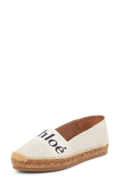 Shop Chloé Woody Logo Convertible Espadrille Flat In White