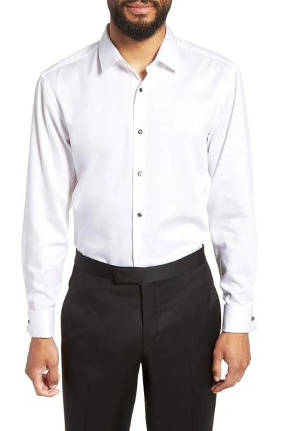 Jasper Pique Slim Fit Tuxedo Shirt In White
