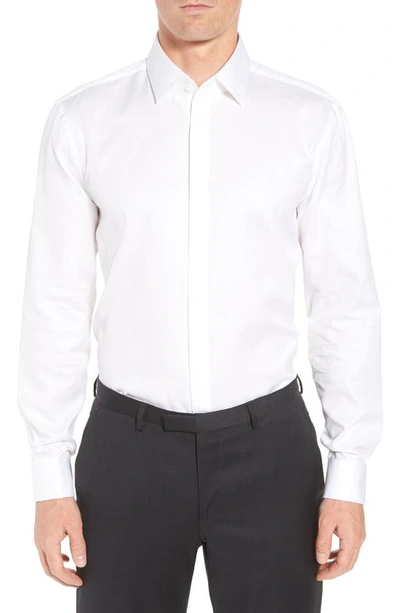 Shop Hugo Boss Myron Sharp Fit Tuxedo Shirt In White