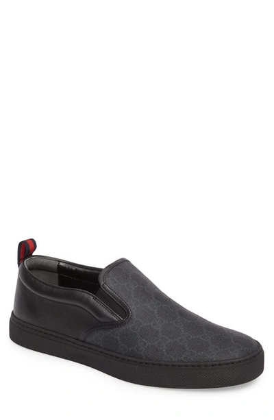 Gucci Gg Supreme Slip-on Sneakers in Black for Men