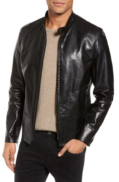 Shop Schott Café Racer Unlined Cowhide Leather Jacket In Black