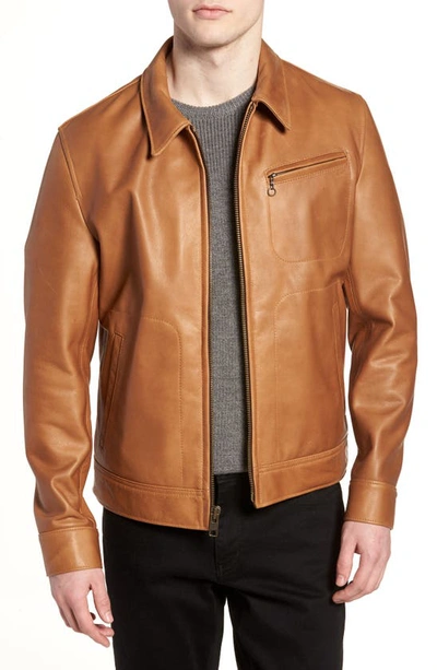 Shop Schott Waxy Leather Jacket In Rust