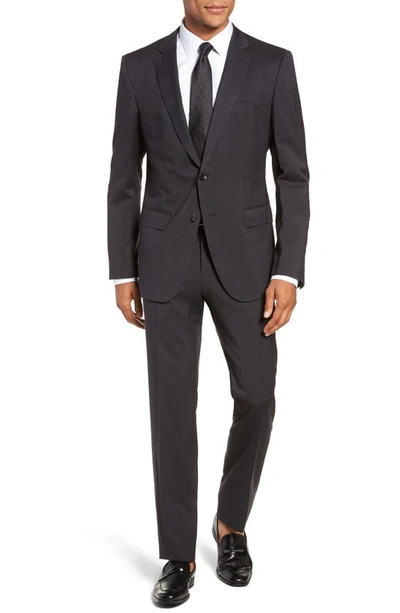 Shop Hugo Boss Genius Trim Fit Solid Wool Suit In Dark Grey