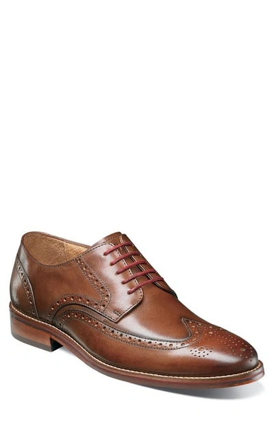 Shop Florsheim Salerno Wingtip In Cognac Leather