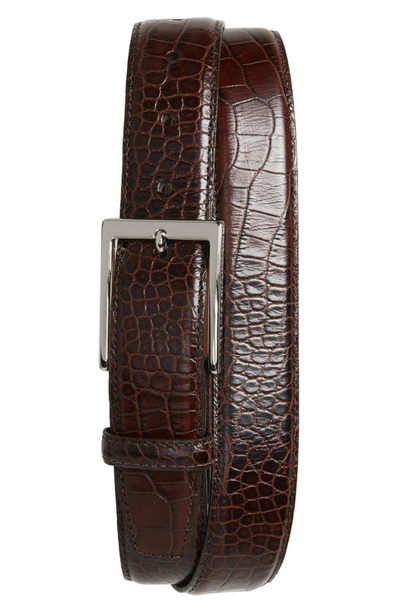 Shop Torino Gator Grain Embossed Leather Belt In Brown