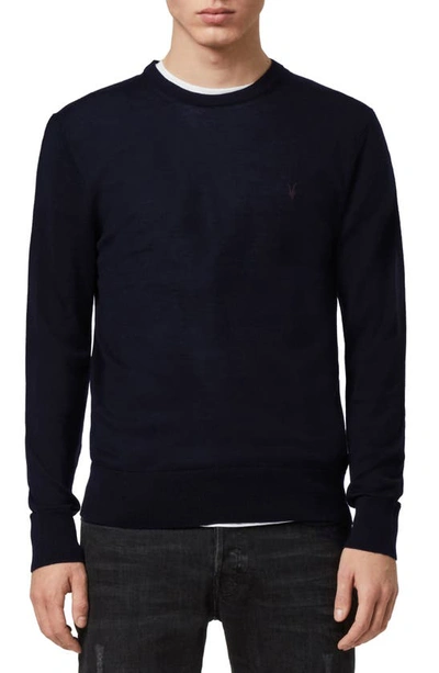 Shop Allsaints Mode Slim Fit Wool Sweater In Ink Navy