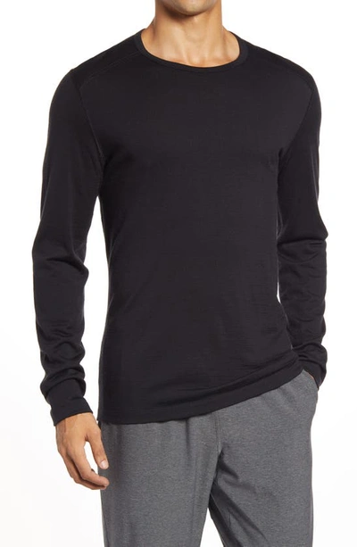 Shop Icebreaker Oasis Long Sleeve Wool Base Layer T-shirt In Black