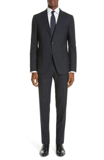 Shop Z Zegna Trim Fit Solid Wool Travel Suit In Navy