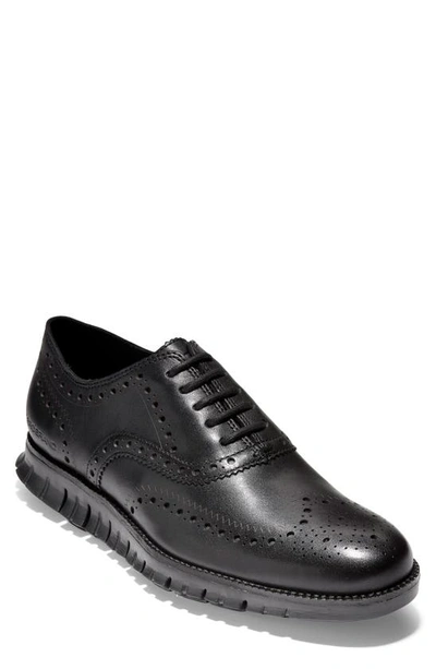 Shop Cole Haan Zerogrand Wingtip Derby In Black/black Leather