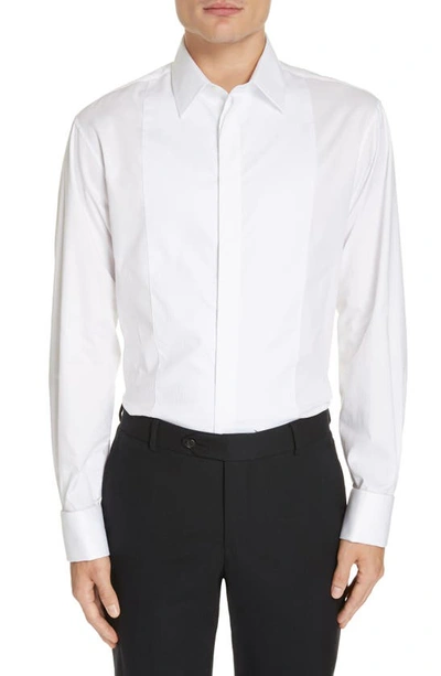Shop Emporio Armani Slim Fit Stretch Tuxedo Shirt In Solid White